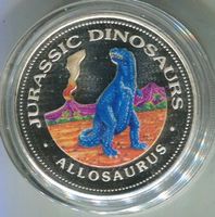 Farbmünze "Dinosaurier. 1000 Franc. Äquatorialguinea".