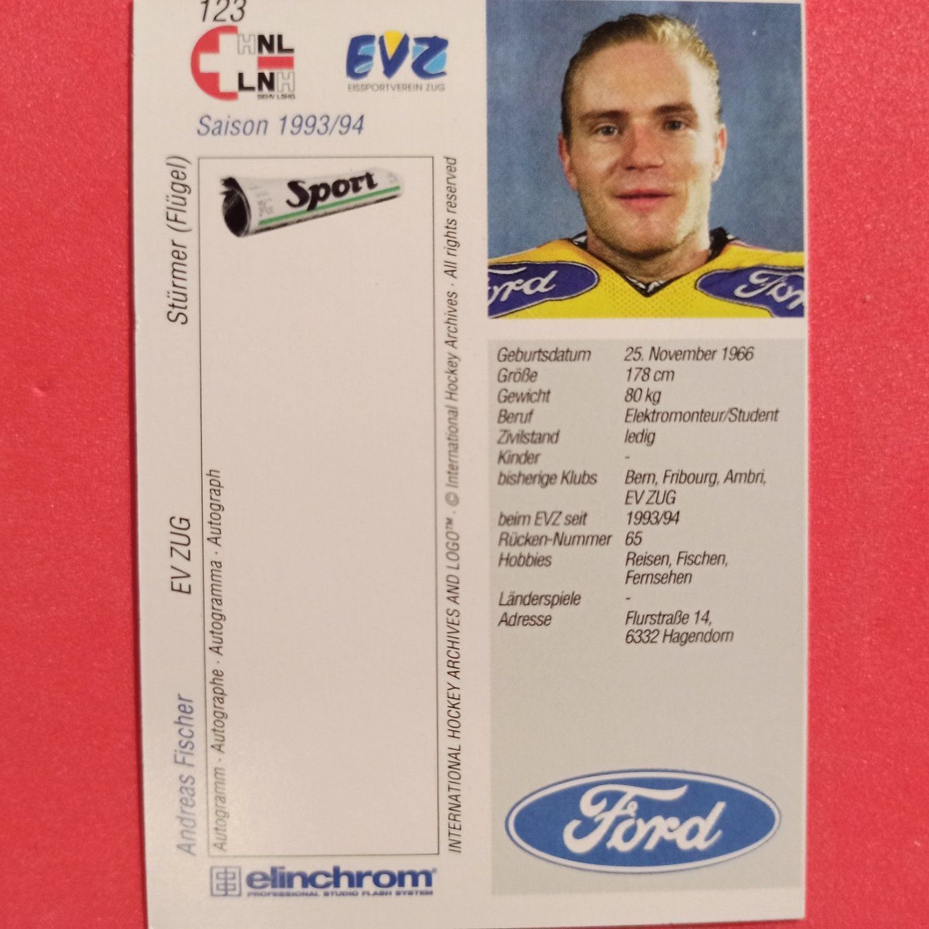 Carte collezionabili: Andreas Fischer - EVZ - 1993/94 – Usato da Dübendorf venduto da kb86_MOVIE 1