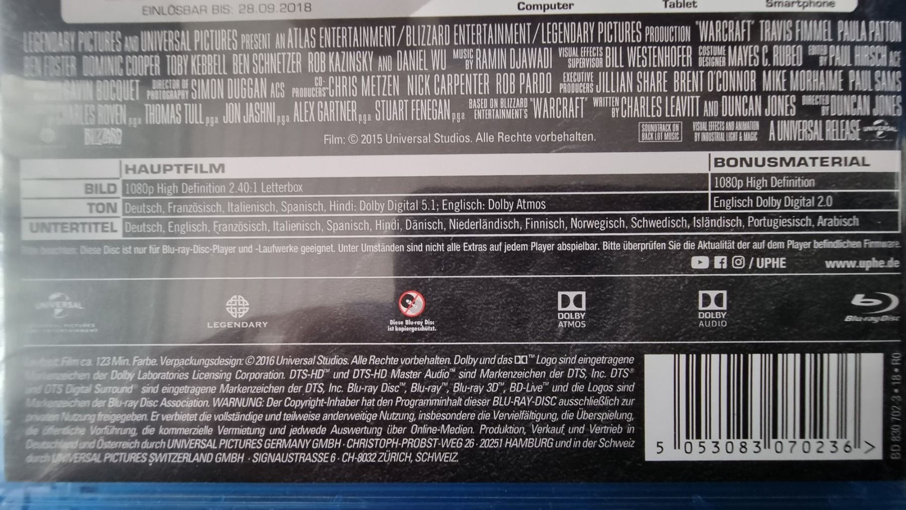 Tutti i DVDs: Blu Ray - Warcraft The Beginning – Usato da Oetwil am See venduto da fineli2 1