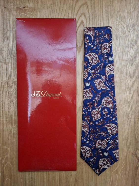 Cravate Neuve S.T. Dupont En Soie - Bleu, Motif Tartan, 148 Cm, Largeur 9 Cm, Fabriquée En Italie