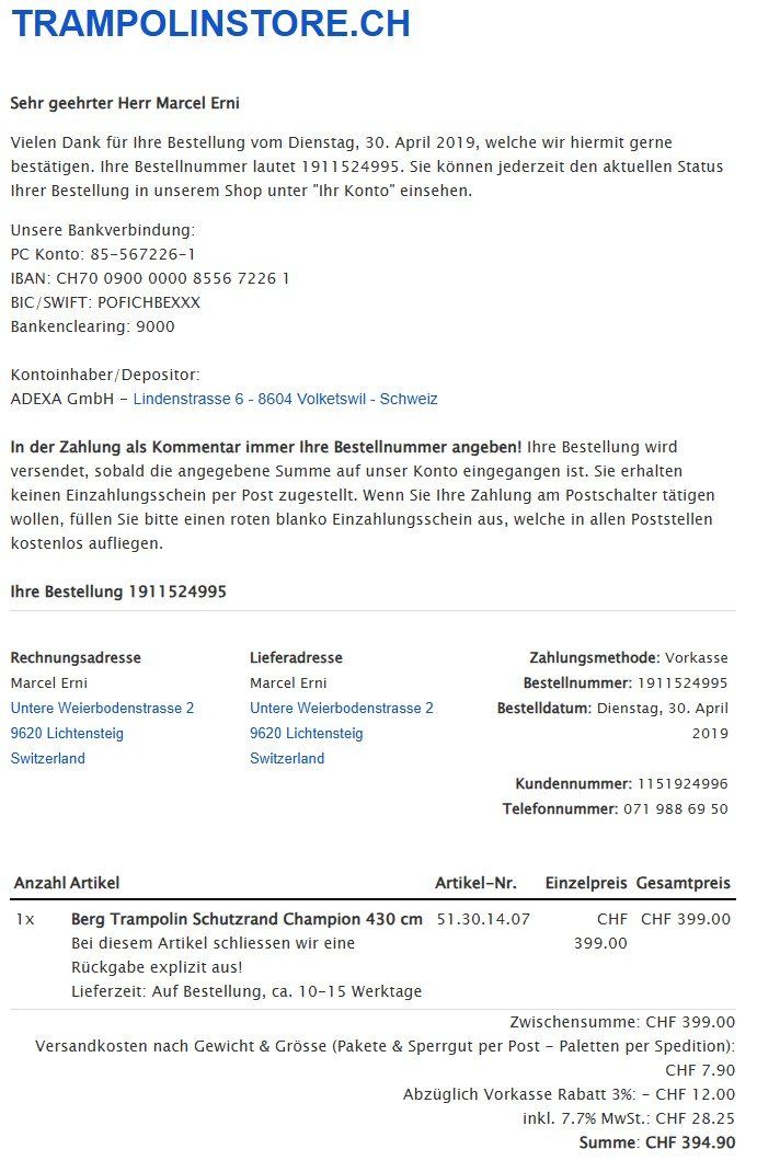 Trampolini: Trampolin Berg Champion Regular 430cm – Usato da Lichtensteig venduto da Maesi666 3