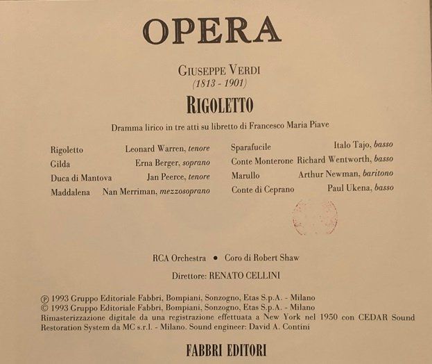 CDs: Verdi - Rigoletto (Warren/Berger, Cellini) – Gebraucht aus Grüningen von azulamarillo 1
