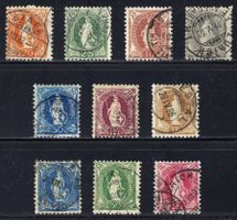 1894/1902 Stehende Helvetia 66D-75D gestempelt ʘ, KP 196.-