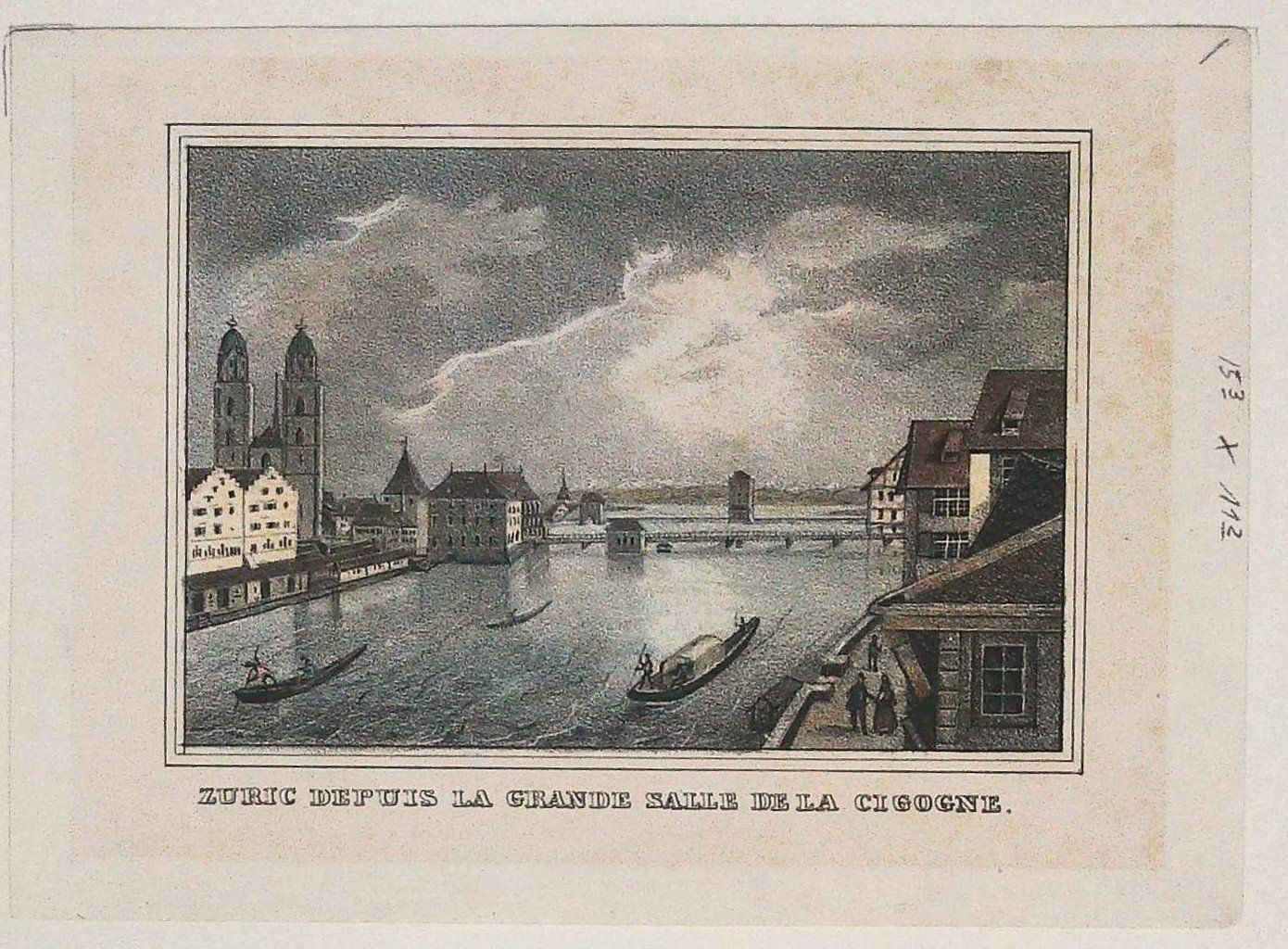 Stiche: Zürich Limmat Lithographie um 1830 – Gebraucht aus Rafz von Helvet32