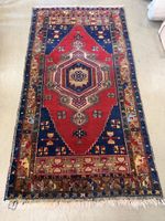 Orientteppich rot-blau Handgeknüpft vintage 217x115cm