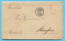 Faltbrief von Aarau nach Staufen 1885