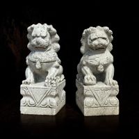 Chinesische Wächterlöwen Marmorstein Garten Skulpturen alt