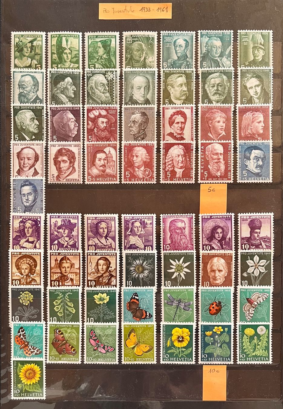 Alle Briefmarken: 1933-1961 Pro Juventute série complète – Gebraucht aus Renan BE von johncactus
