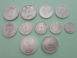 Diverse, alte Silbermünze (11 Stück) - Feinsilber ca. 57,5 g