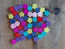 27g Blumen Hölzknöpfe mix  wooden buttons flowers