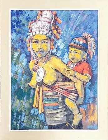 Tableaux: Laos - tableau signé (2001) – D'occasion à Montmelon par canelle-12 1