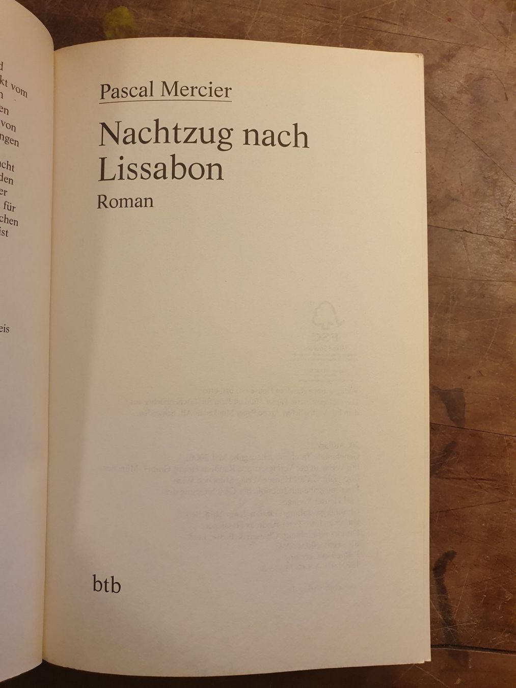 Libri: Nachtzug nach Lissabon - Pascal mercier - BTB – Usato da Zürich venduto da loosebone 2