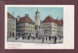 LA CHAUX-DE-FONDS - Place de l'Hôtel de Ville - 1904 // pli