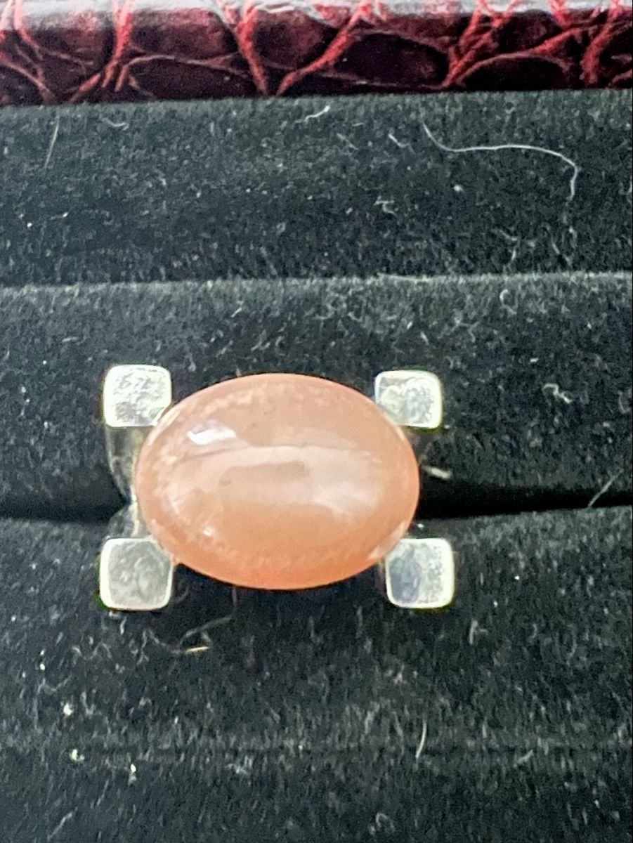 Ringe: 60er Jahre Ring, silber mit lachsfarbenem Stein – Gebraucht aus Wabern von La-Vitrine 1