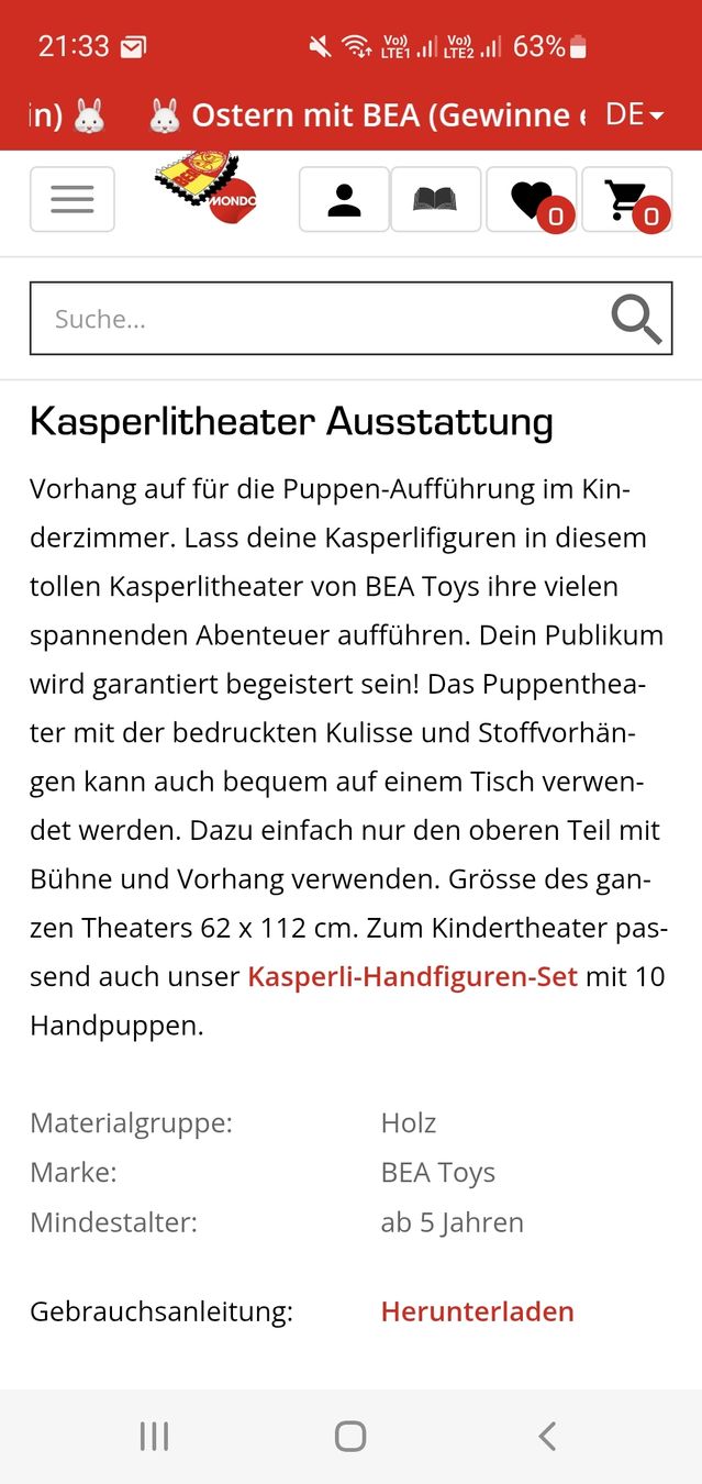 Bea Giocattoli: neuwertiges Kasperlitheater BEA – Nuovo (secondo la descrizione) da Thun venduto da Flake1010 1