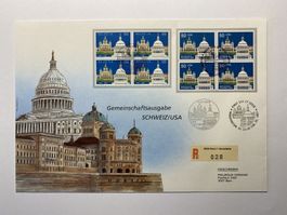 FDC Grossbrief Gemeinschaftsausgabe Schweiz/USA 1991 ET