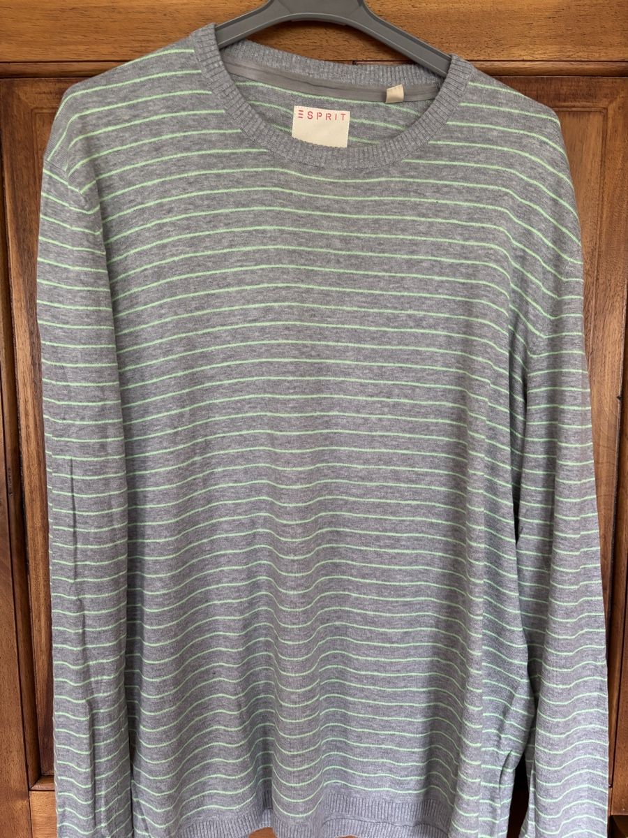 Maglioni & Felpe: Esprit Herren-Pullover, gestreift, Grau/Grün, XXL – Nuovo e nell'imballaggio originale da Wald AR venduto da bertli00