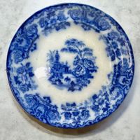 Assiette ancienne porcelaine chinoise Flow Blue, 19e siècle