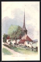 Künstler-AK Spiez, Kirche in Einingen