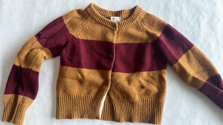 Strickjacke Petit du Sole, Tg 6-8, ocker-bordeaux
