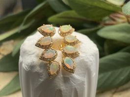 Super Ohrstecker Opal in Sterlingsilber, gelbvergoldet