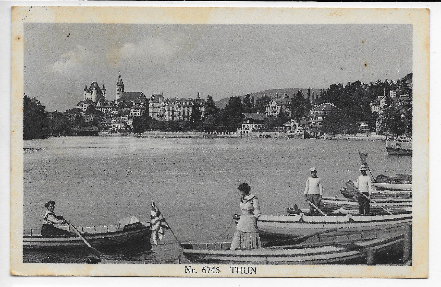 Cartoline postali: Thun, Bootfahren am Thunersee um 1921 – Usato da Hefenhofen venduto da Richsalz