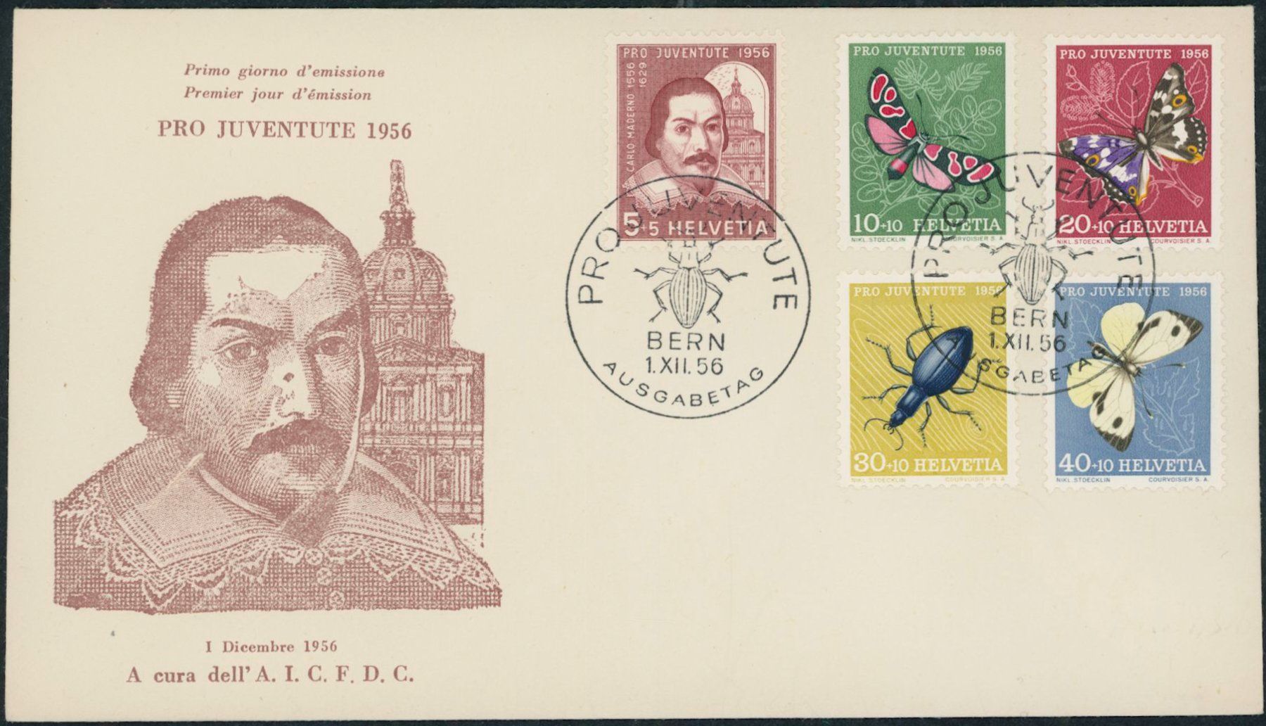 Alle Briefmarken: 1956 - Pro Juventute - Ersttagsbrief FDC ET – Gebraucht aus Schindellegi von stationary