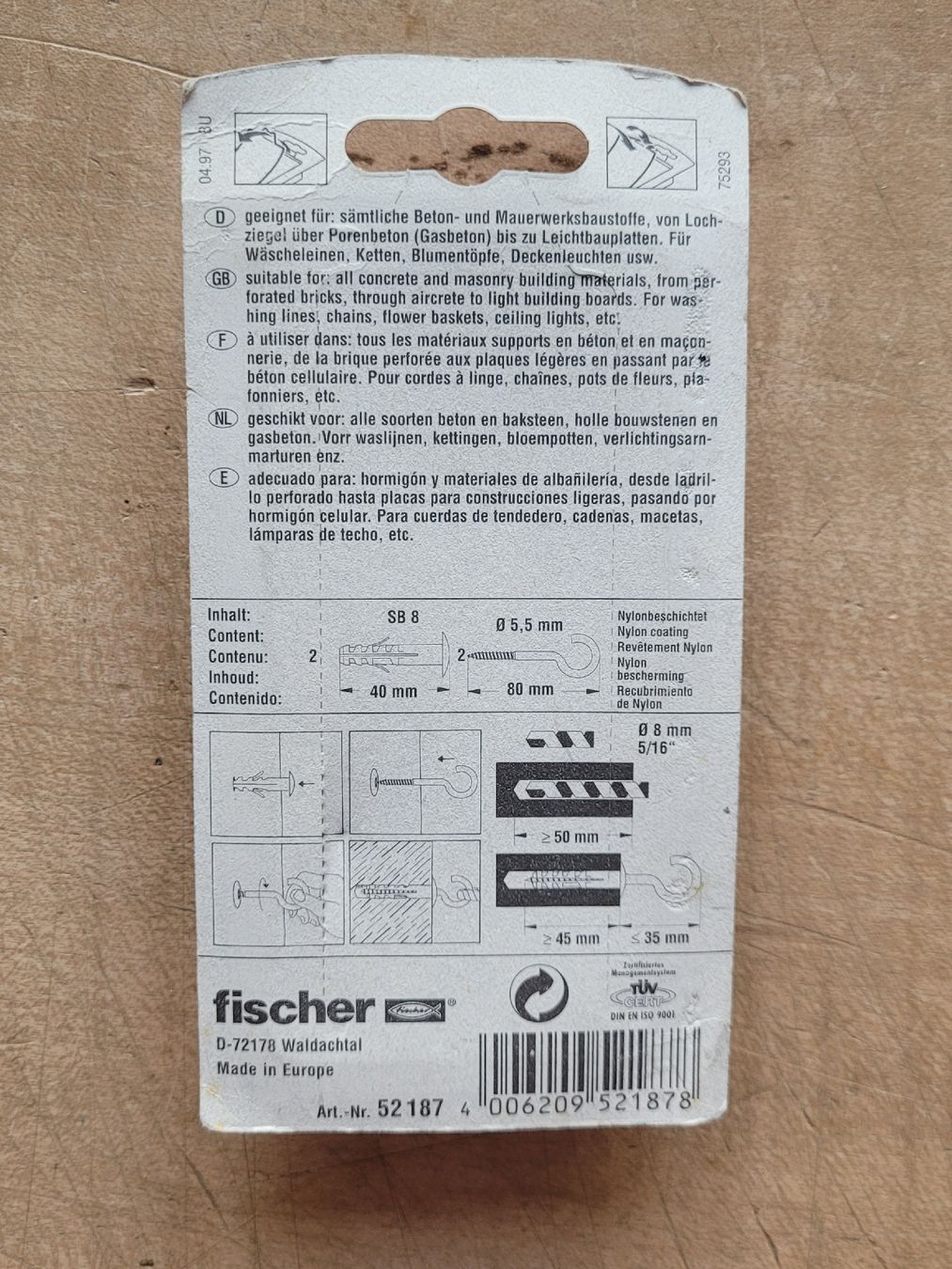 Ferramenta: 2 Pack Fischer Dübel + Rundhaken. OVP – Nuovo e nell'imballaggio originale da Zürich venduto da Engiadinabassa 2