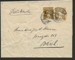 1915  3 Rp. Streifband von Chur nach Basel