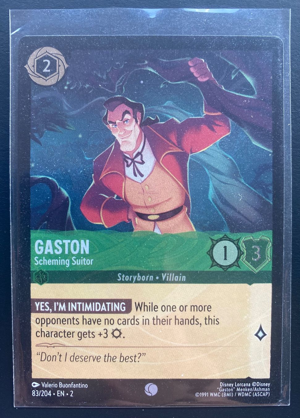 Disney Carte collezionabili: Lorcana FOIL GASTON 83/204 EN-2 Common – Usato da Lugano venduto da VlaseCard