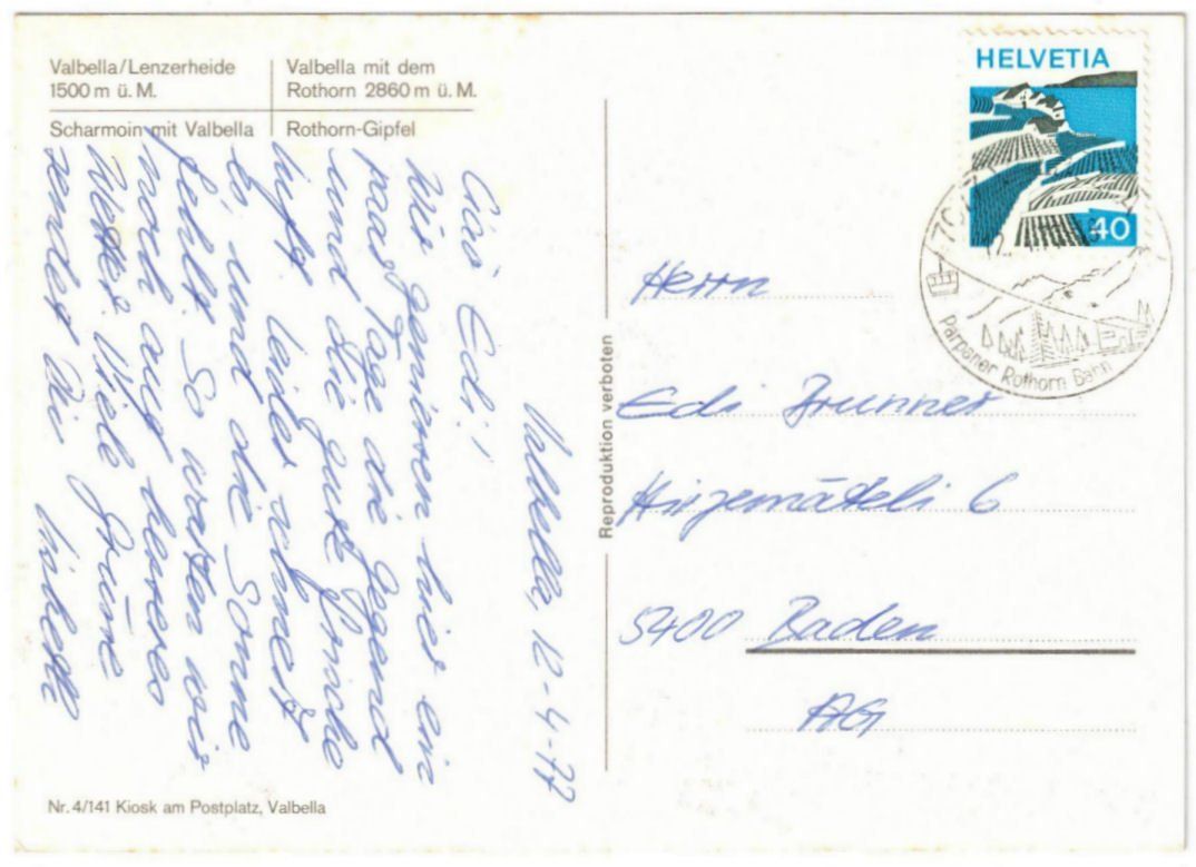 Cartoline postali: Lenzerheide - 4 Bild AK Valbella – Usato da Binningen venduto da Mountainrider 1