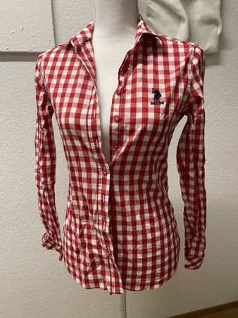 U.S. Polo Assn. Bluse, Gr. 34, Rot Weiss Kariert