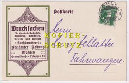 Postkarte der Freiämter Zeitung, Wohlen /bq