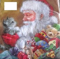 Serviette santa with kitten (w555) 2Stk.