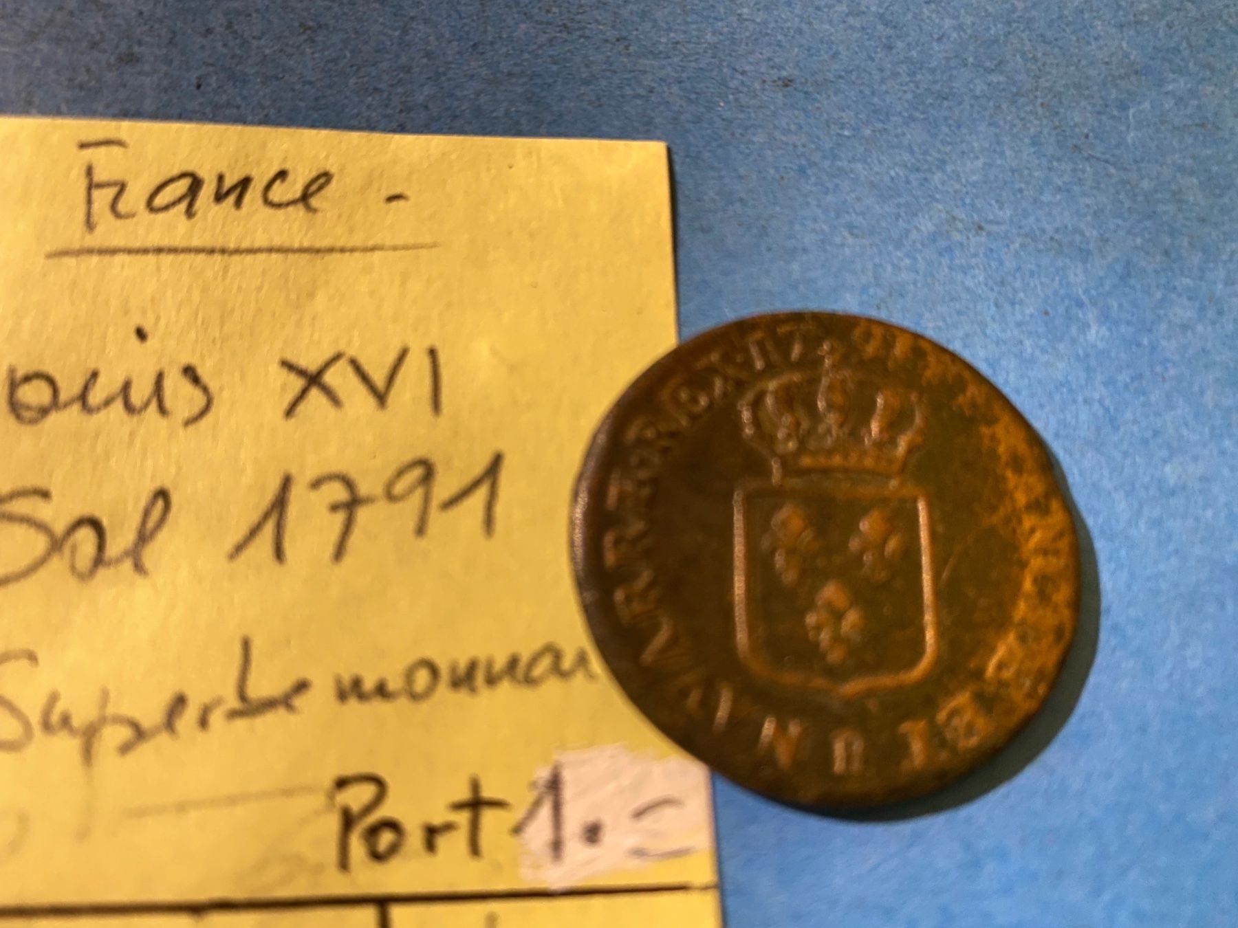 Tutti le monete: France : SOL 1791 - Louis XVI - Superbe – Usato da genève venduto da GEnumist 2
