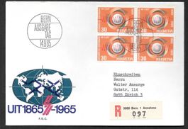 R-FDC Nr. 437 Viererblock UIT-Kongress ET Bern 14.9.1965