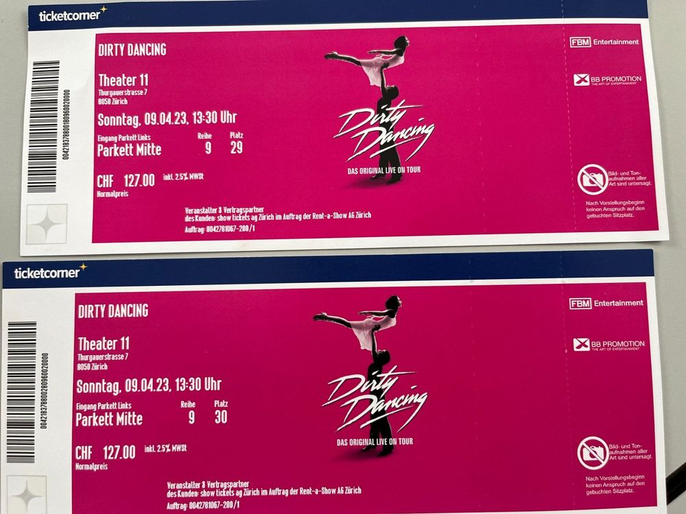 2xDirty Dancing Tickets beste Plätze ab 1.- | Kaufen auf Ricardo