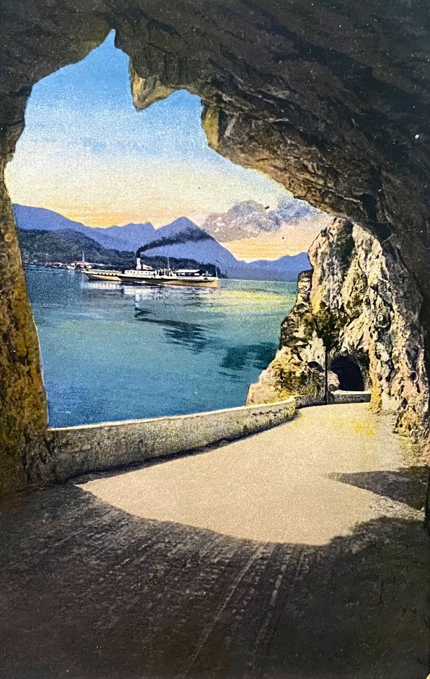 Cartoline postali: Beatusstrasse am Thunersee mit Dampfschiff – Usato da Root venduto da ENGLAND-TREASURES 1