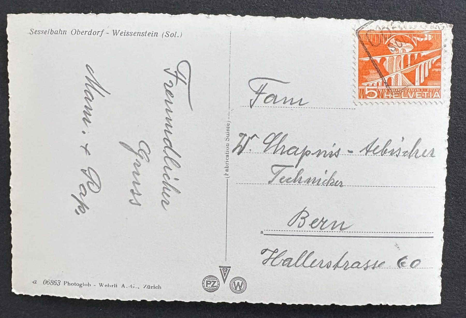 Cartoline postali: ANSICHTSKARTE SESSELBAHN OBERDORF-WEISSENSTEIN – Usato da Ostermundigen venduto da crazy-horse-1840 1