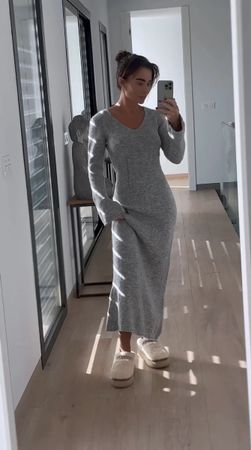 Gray Cozy Elegance Knit Dress. One Size . New