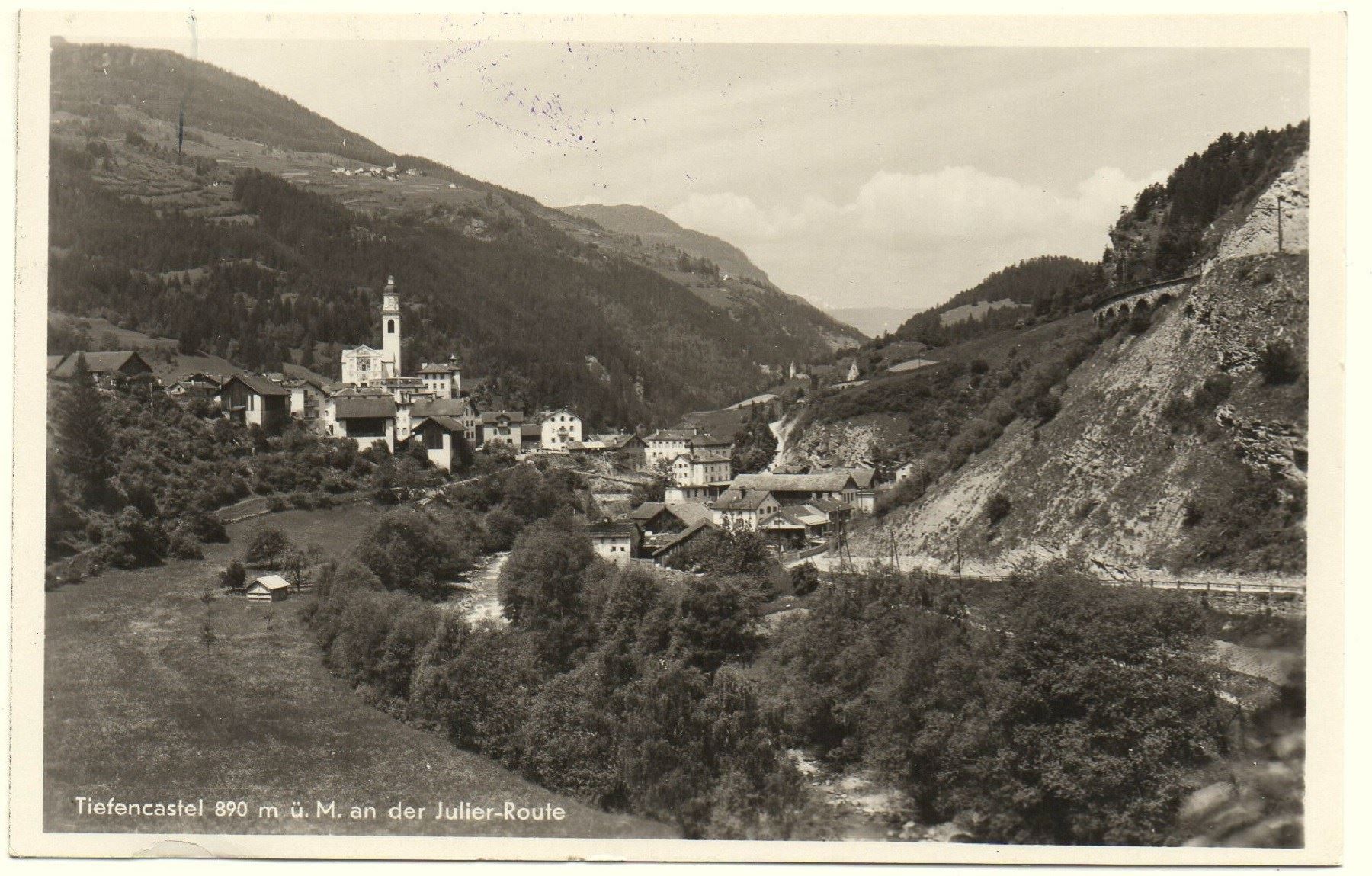 Cartoline postali: TIEFENCASTEL Stempel Hotel Albula – Usato da Jona venduto da philajona