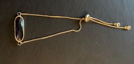 Bracelet doré cabochon en verre fumé