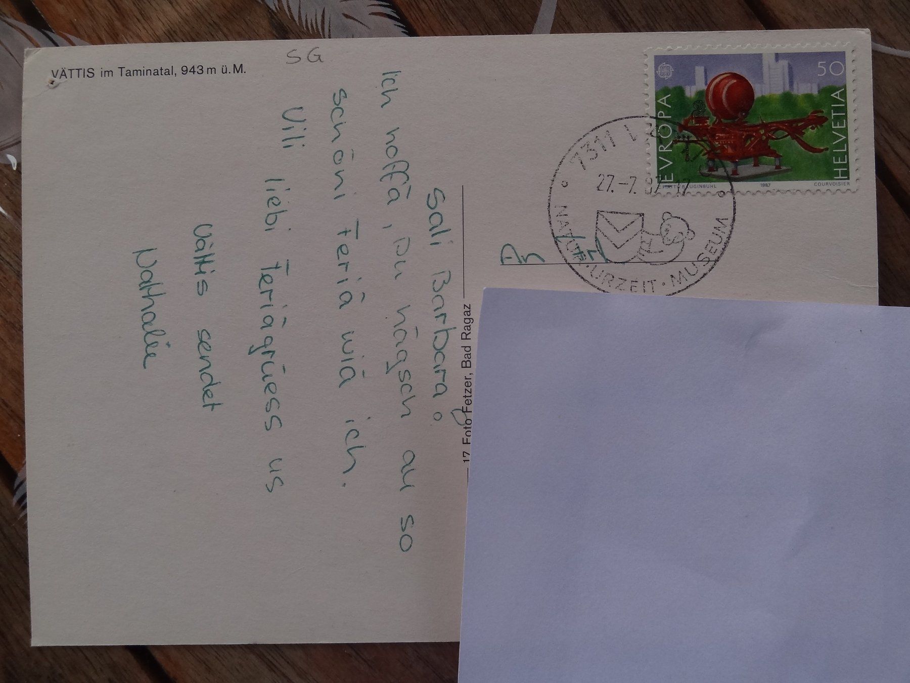 Cartoline postali: Vättis im Taminatal - 1987 – Usato da St Léonard venduto da Riglin 1