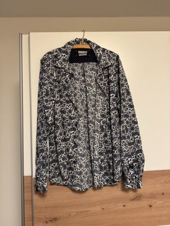Herren Hemd Maddison blau weiss Paisley Grösse XL 43/44