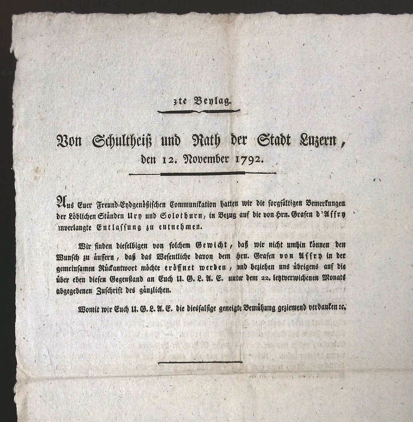 Dokumente: Dokument Glarus und Luzern 1792 – Gebraucht aus Rafz von Helvet32 1