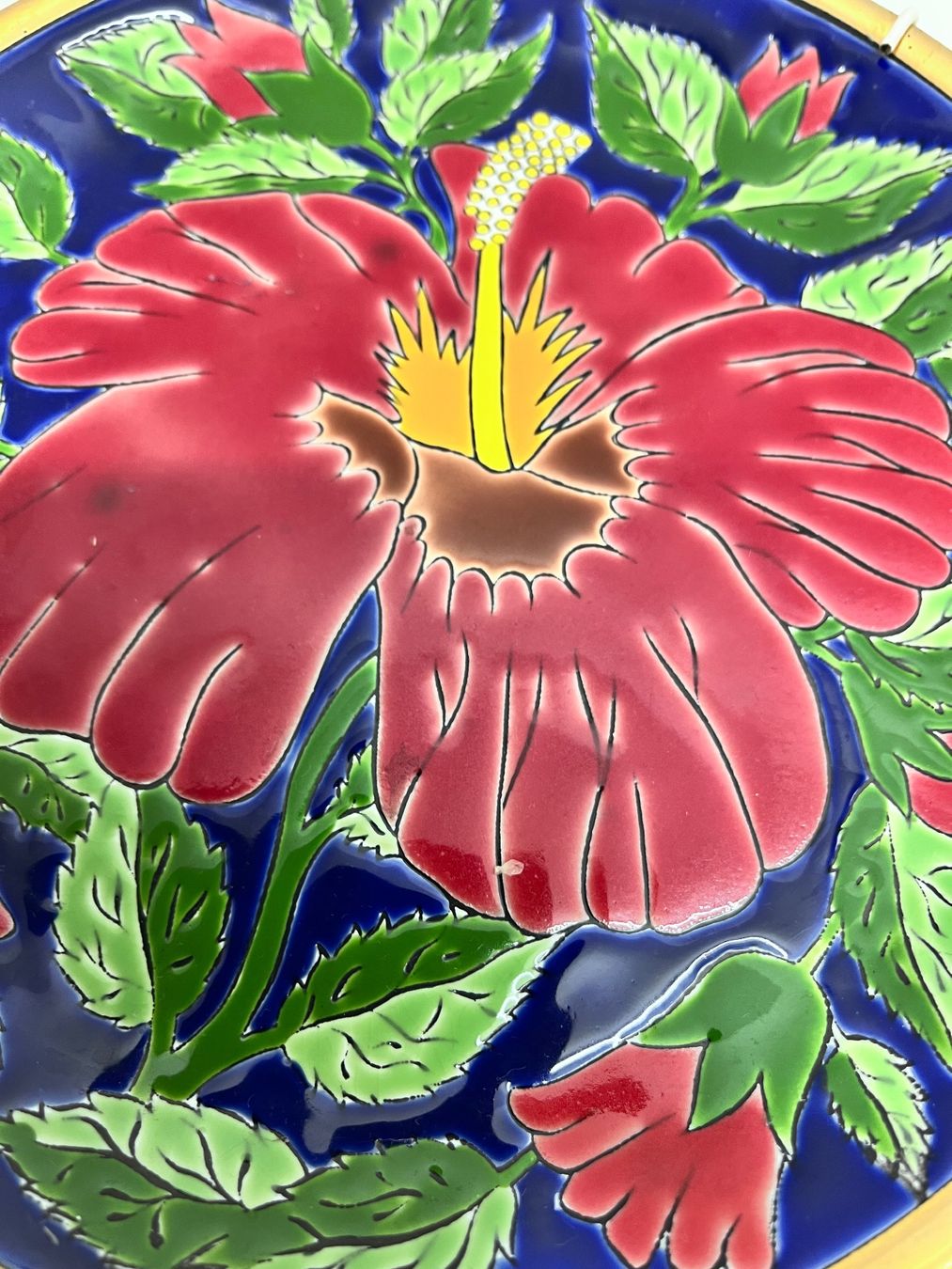 Piatti: Vintage Wandteller Rot Hibiskus Hand Made – Usato da Möhlin venduto da mil_h55x