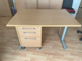Schreibtisch mit Rollcontainer (L 120cm, B 80cm,  H 75cm)