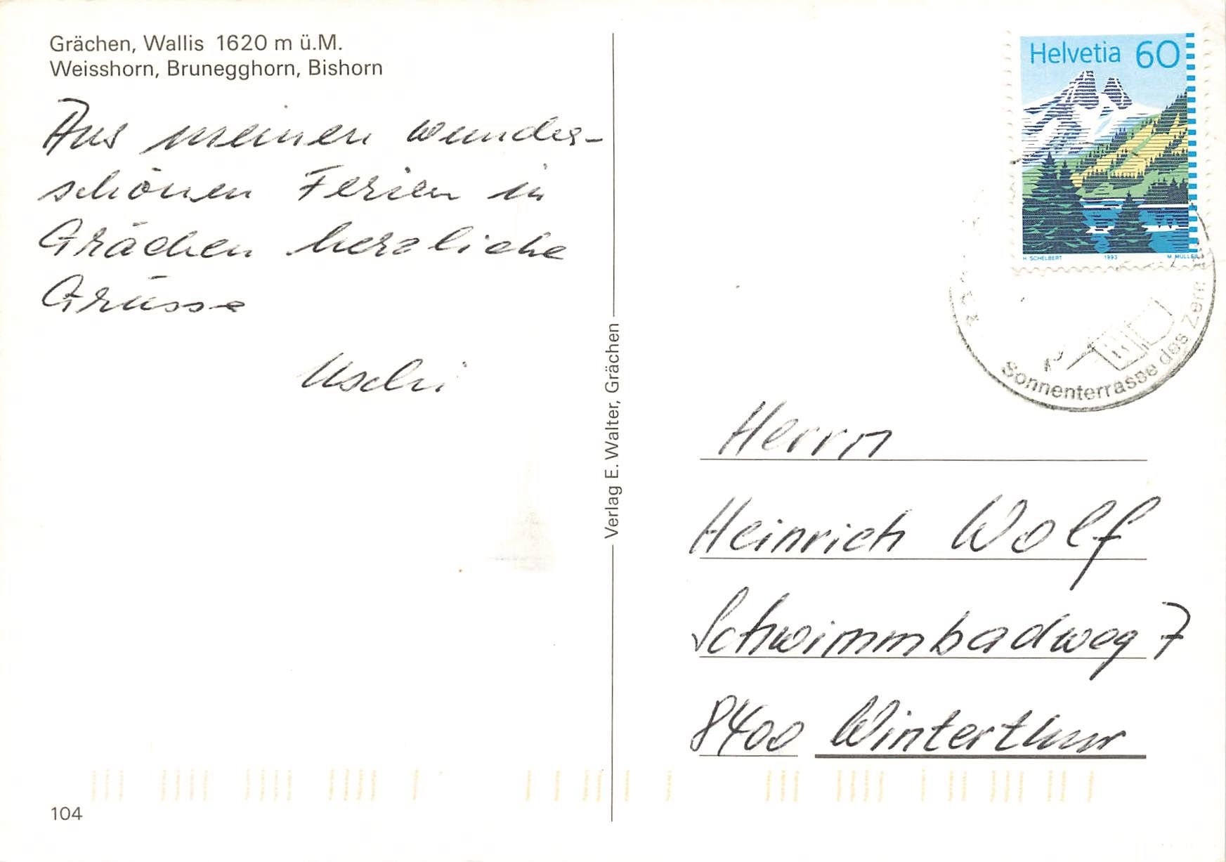 Ansichtskarten: Grächen – Gebraucht aus Biasca von Blenio71 1