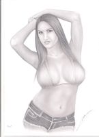 Dessin August Ames sexy original A4 signé de l'auteur.