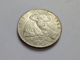 🇨🇿 🇸🇰Czechia Slovakia 100 Korun 1948 Silver 14g .500